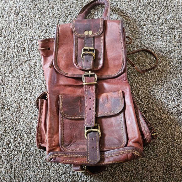 Leather backpack purse